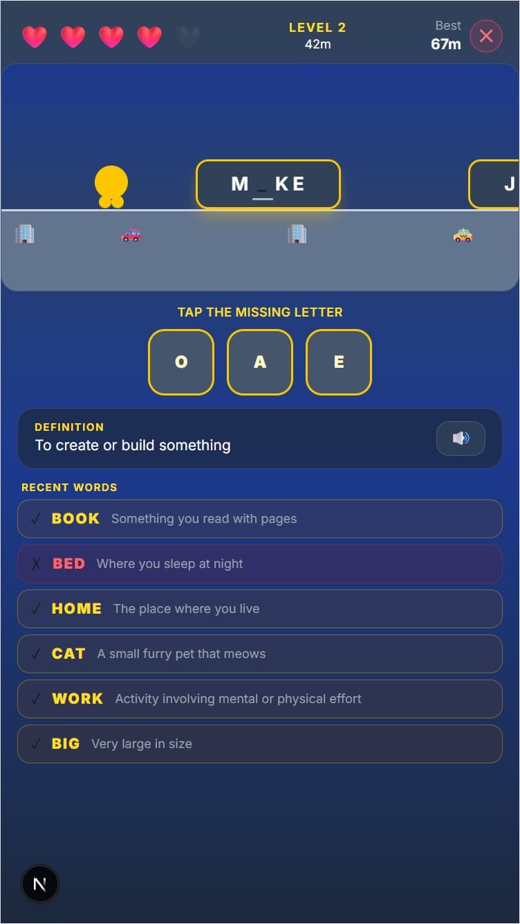 Spell Runner game screenshot